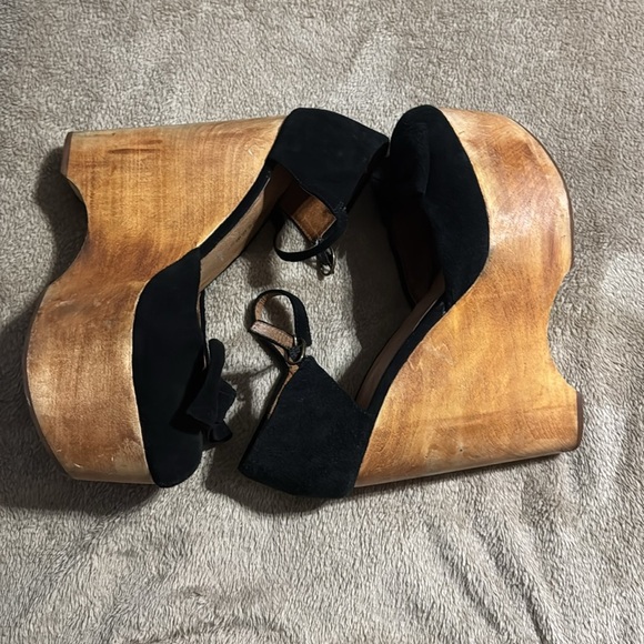 Jeffery Campbell Daisies From Anthropology Black Platform Wedge Heels - Picture 10 of 12